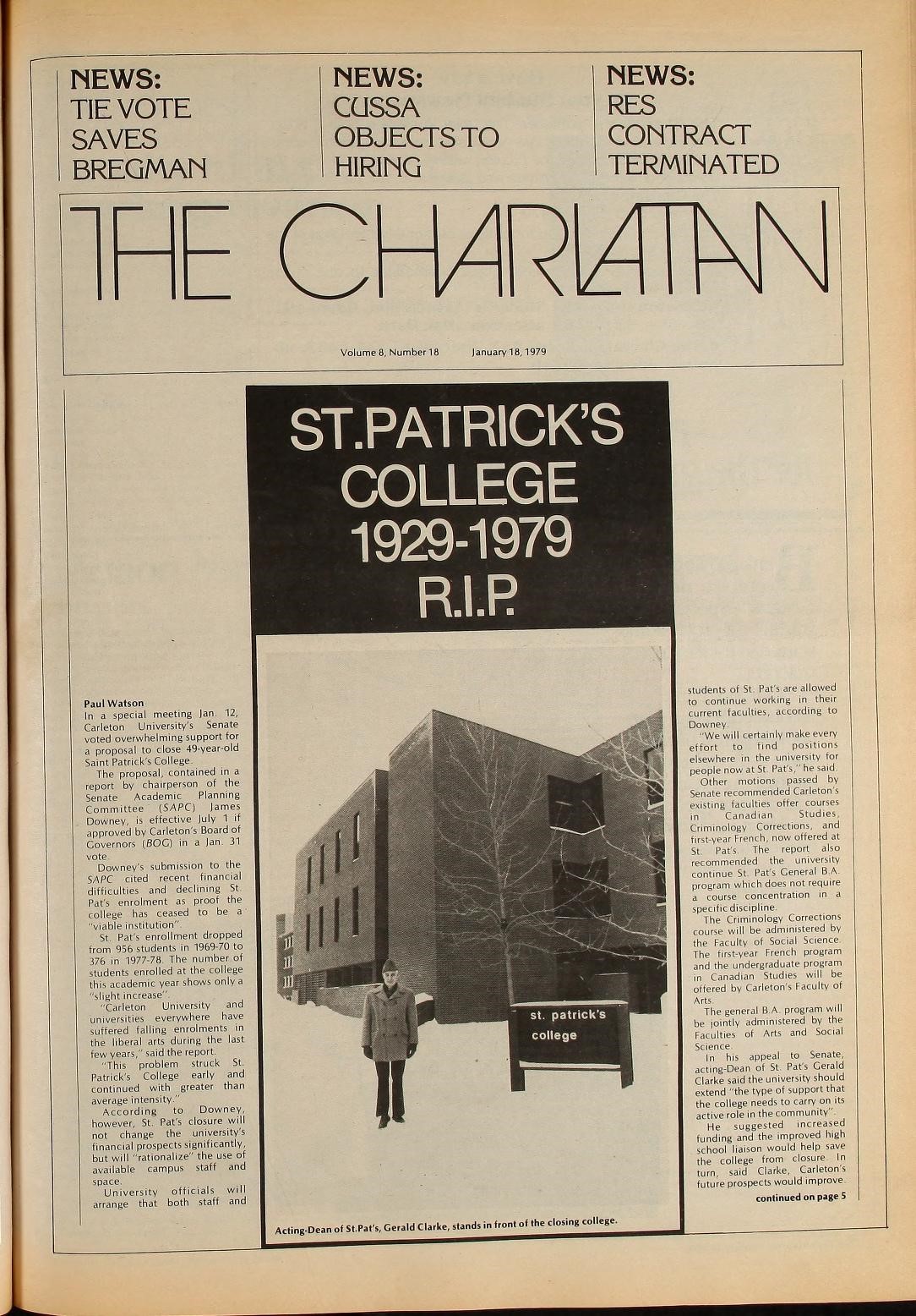 Charlatan Clipping Jan 18, 1979, cover page
